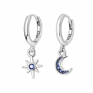 Aros Luna Estrella Plata 925 