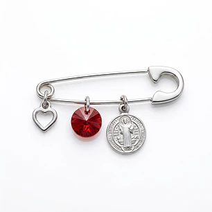 Prendedor Alfiler San Benito Cristal Plata 925