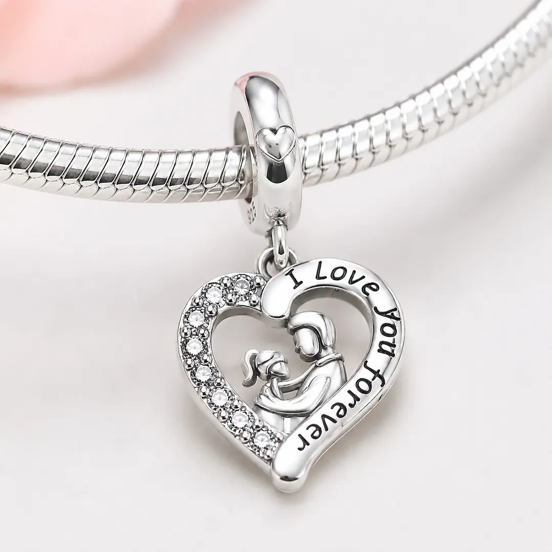 Charm Dije Amor Papa Con Hija Plata 925 2