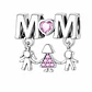 Charm Dije Mamá con Hijos Circón Rosa Plata 925 - Miniatura 1