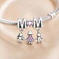 Charm Dije Mamá con Hijos Circón Rosa Plata 925 - Miniatura 2
