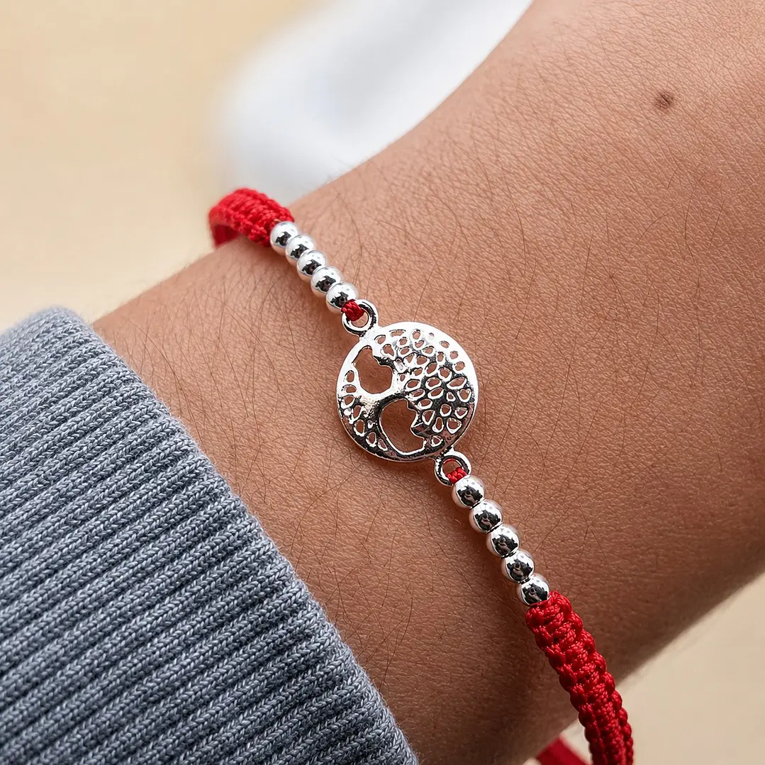 Pulsera Hilo Rojo Árbol de la Vida Unisex Plata 925  2