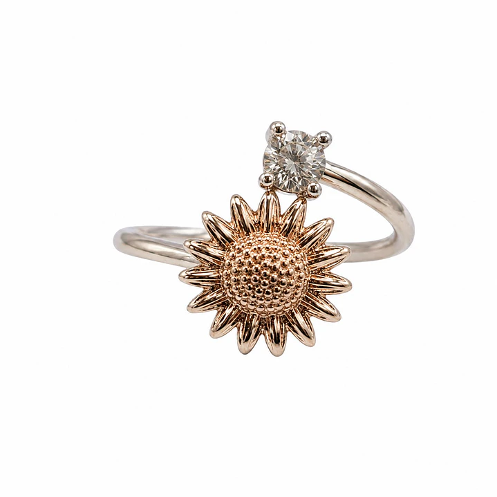 Anillo Girasol Ajustable Plata Ley 925    1