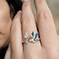 Anillo Colibrí Circón Esmaltado Ajustable Plata Ley 925    - Miniatura 2