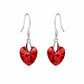 Aros Cristal Austriaco Corazón Rojo Plata Ley 925  - Miniatura 1