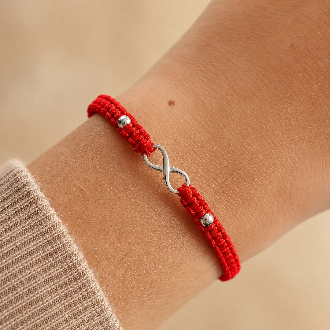 Pulsera Hilo Rojo Infinito Protección Plata 925 Unisex 2