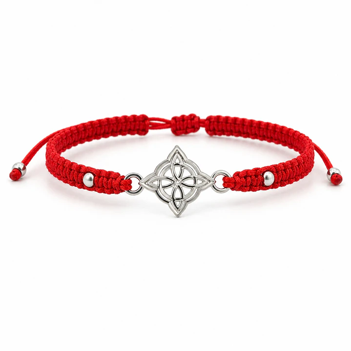 Pulsera Hilo Rojo Nudo de Bruja Protección Plata 925 1