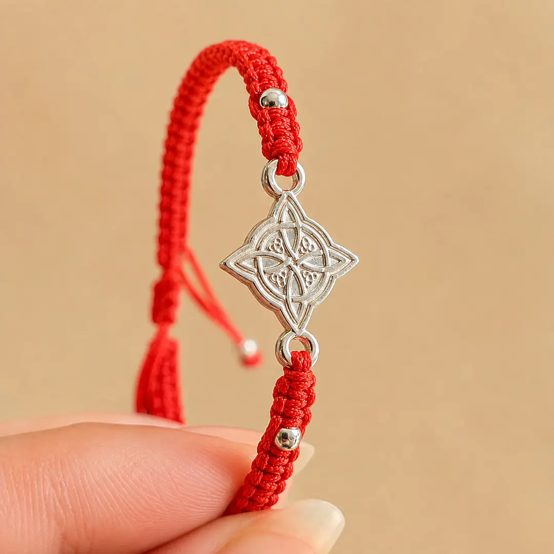 Pulsera Hilo Rojo Nudo de Bruja Protección Plata 925 4