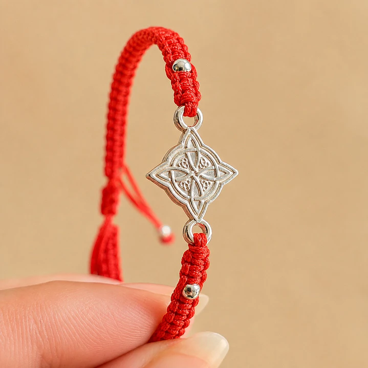 Pulsera Hilo Rojo Nudo de Bruja Protección Plata 925 4