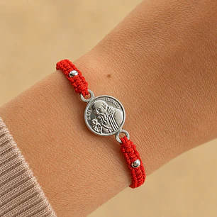 Pulsera Hilo Rojo San Benito Protección Plata 925