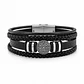 Pulsera Cuero Hombre Brújula Vikinga Nórdico Acero Inoxidable   - Miniatura 1
