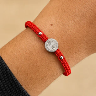 Pulsera Hilo Rojo San Benito Acero Inoxidable Unisex