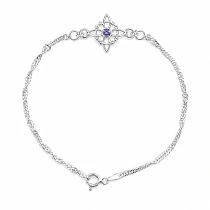 Pulsera Nudo de Bruja Circón Morado Plata 925