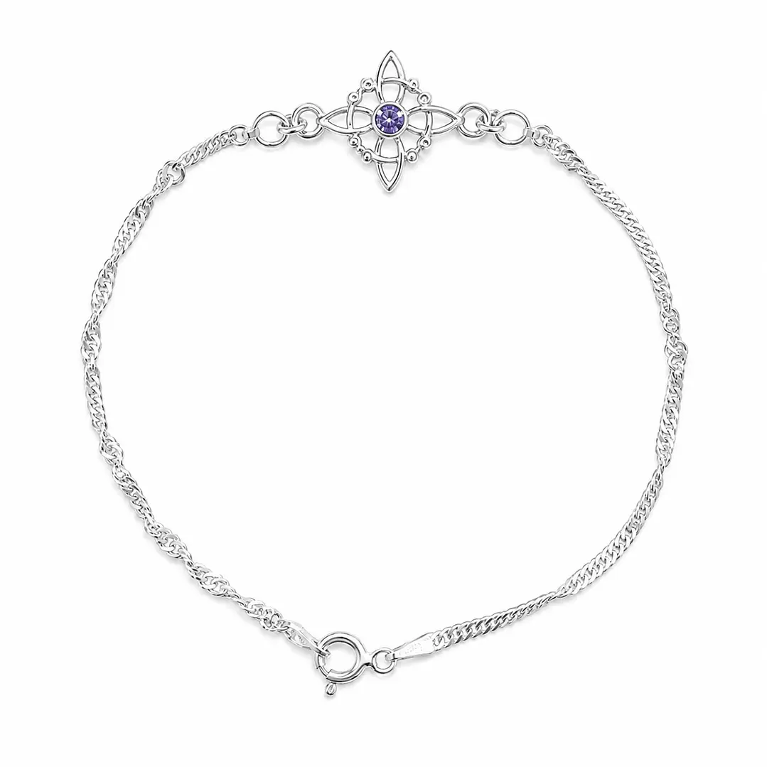 Pulsera Nudo de Bruja Circón Morado Plata 925 1