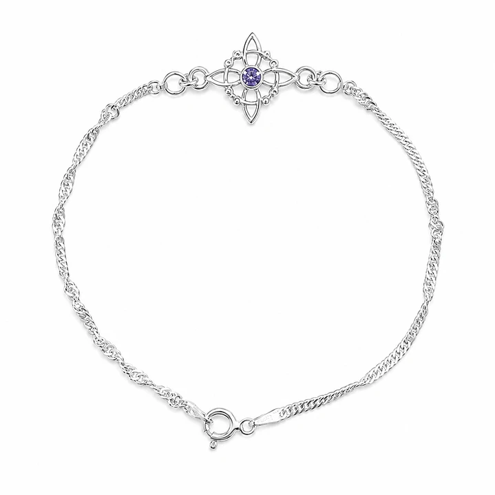 Pulsera Nudo de Bruja Circón Morado Plata 925 1