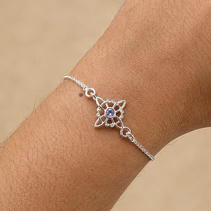 Pulsera Nudo de Bruja Circón Morado Plata 925