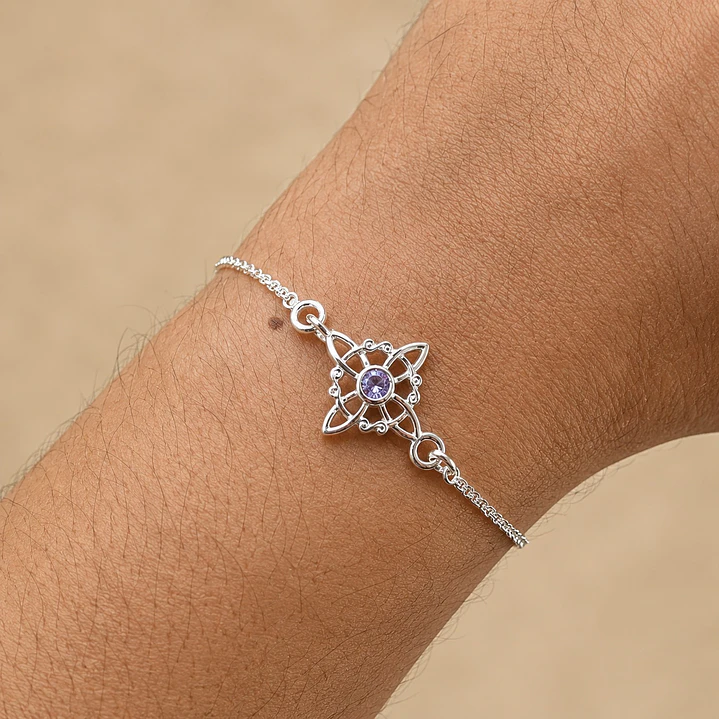 Pulsera Nudo de Bruja Circón Morado Plata 925 2