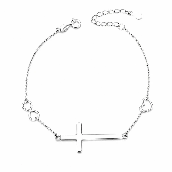 Pulsera Cruz Corazón Infinito Plata 925 1