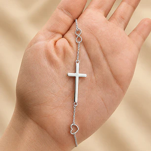 Pulsera Cruz Corazón Infinito Plata 925