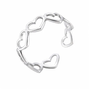 Anillo Corazones Ajustable Acero Inoxidable   