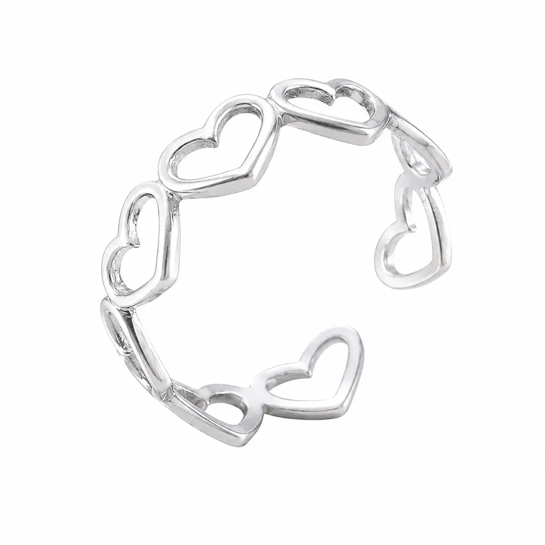 Anillo Corazones Ajustable Acero Inoxidable    1