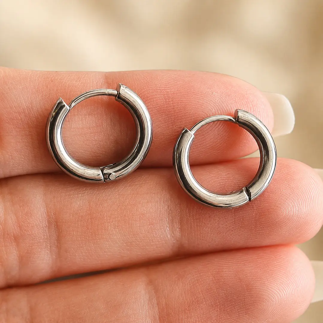 Aros Argolla Acero Inoxidable 10mm Unisex 2