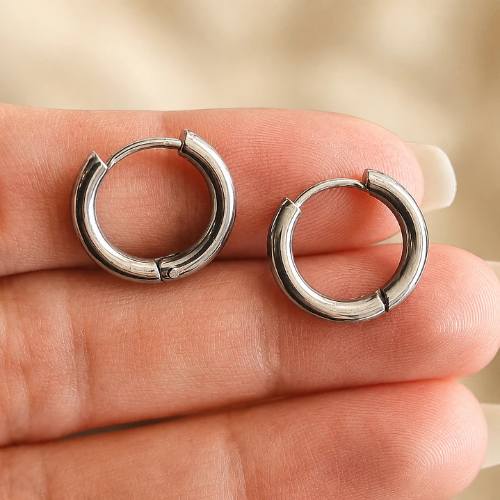 Aros Argolla Acero Inoxidable 10mm Unisex 2