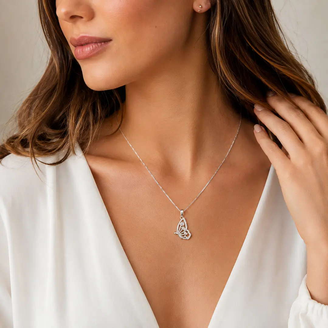 Collar Mariposa Circón Plata 925  2