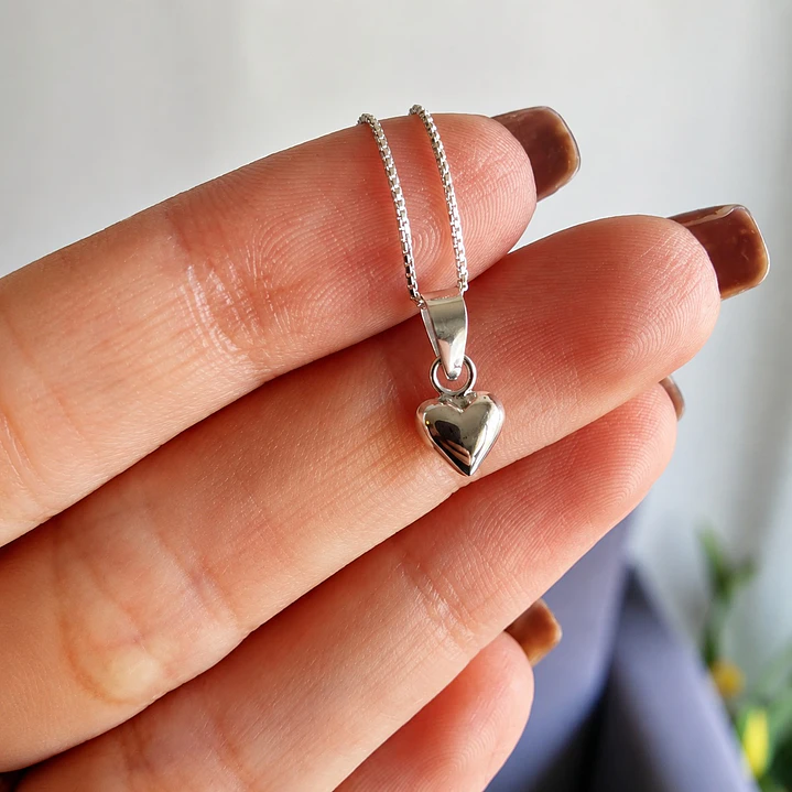 Collar Corazón Minimalista Plata Ley 925 2