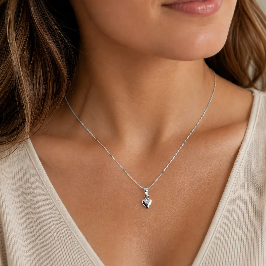 Collar Corazón Minimalista Plata Ley 925 3