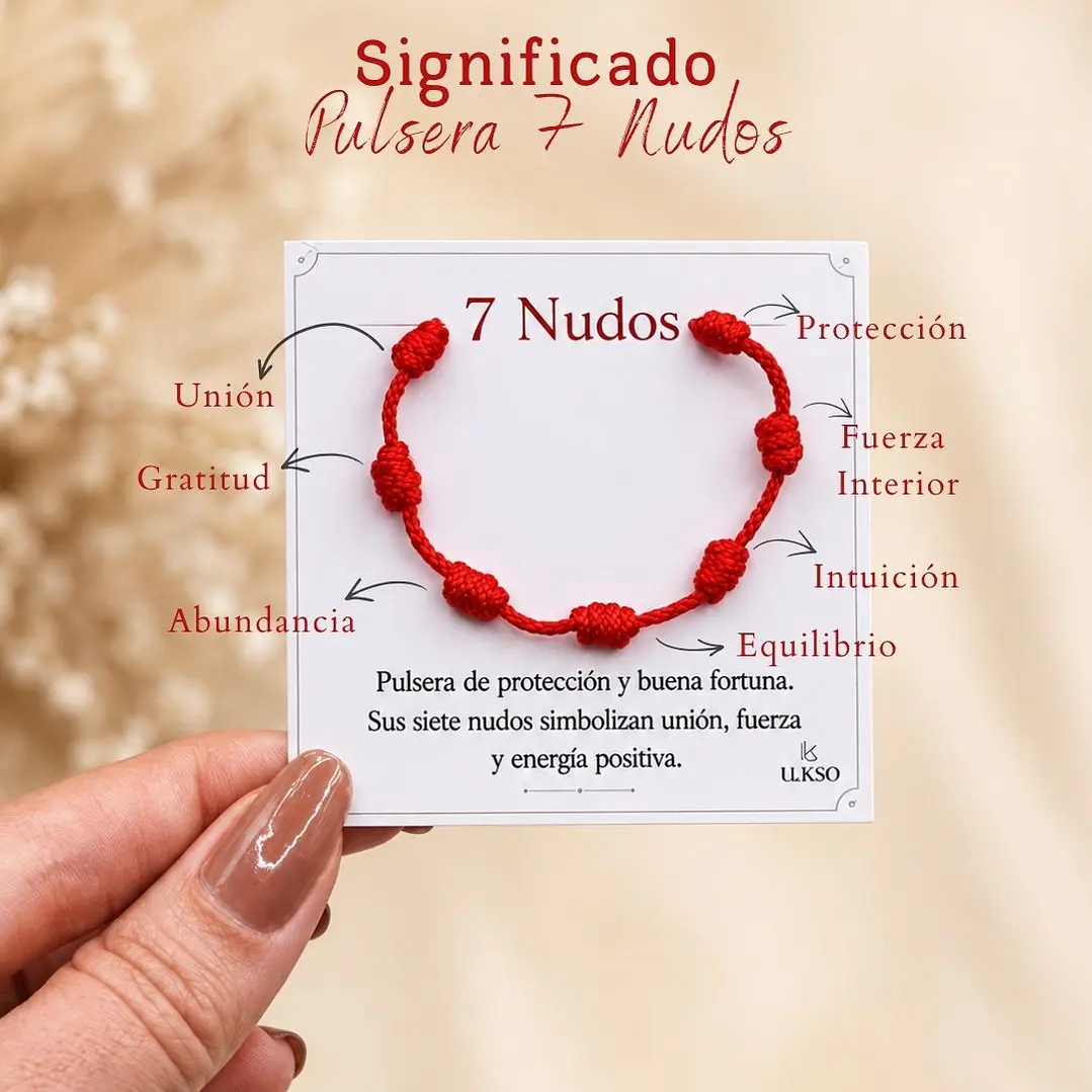 Pulsera Hilo Rojo 7 Nudos Protección Energía Positiva  3