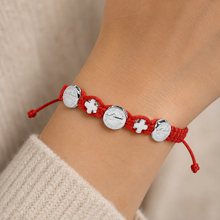 Pulsera Hilo Rojo San Benito Cruz Protección 2