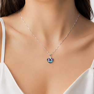 Collar con Cristal Austriaco Tornasol en Plata 925 