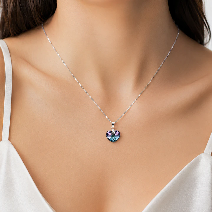 Collar con Cristal Austriaco Tornasol en Plata 925  2