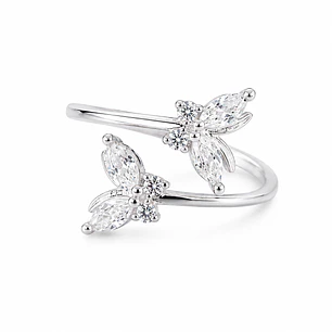 Anillo Ajustable de Mariposa con Circón en Plata Ley 925