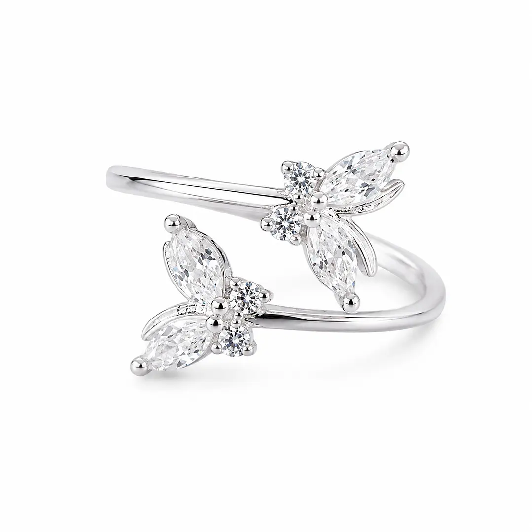 Anillo Ajustable de Mariposa con Circón en Plata Ley 925 1