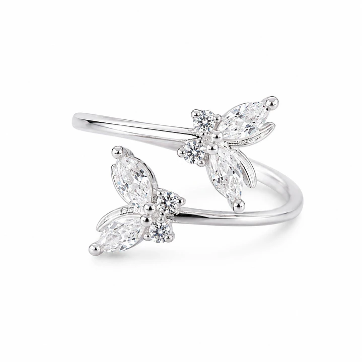 Anillo Ajustable de Mariposa con Circón en Plata Ley 925 1