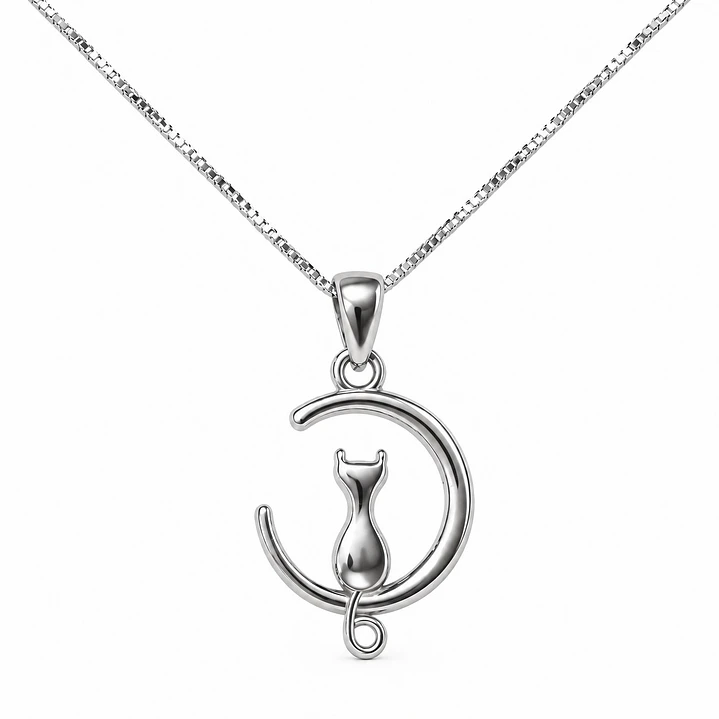 Collar Gato con Luna Plata Ley 925 1