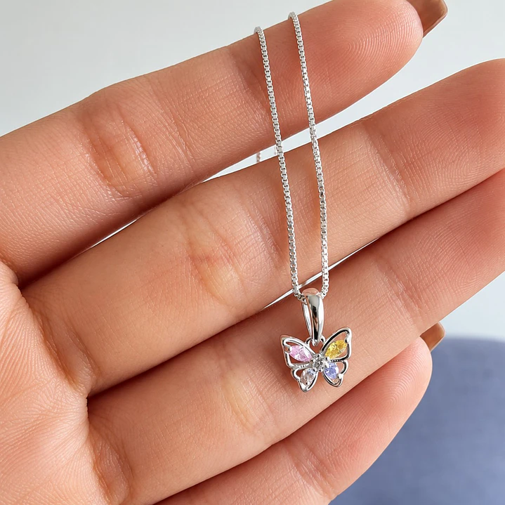 Collar Mariposa Minimalista Plata Ley 925 3