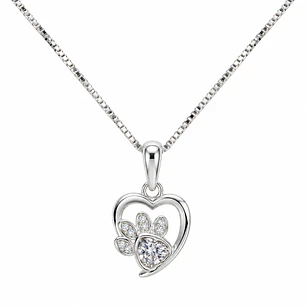 Collar Huella de Mascota Circón Plata Ley 925