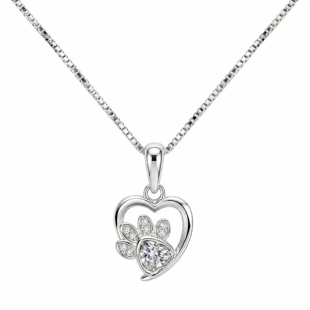 Collar Huella de Mascota Circón Plata Ley 925 1