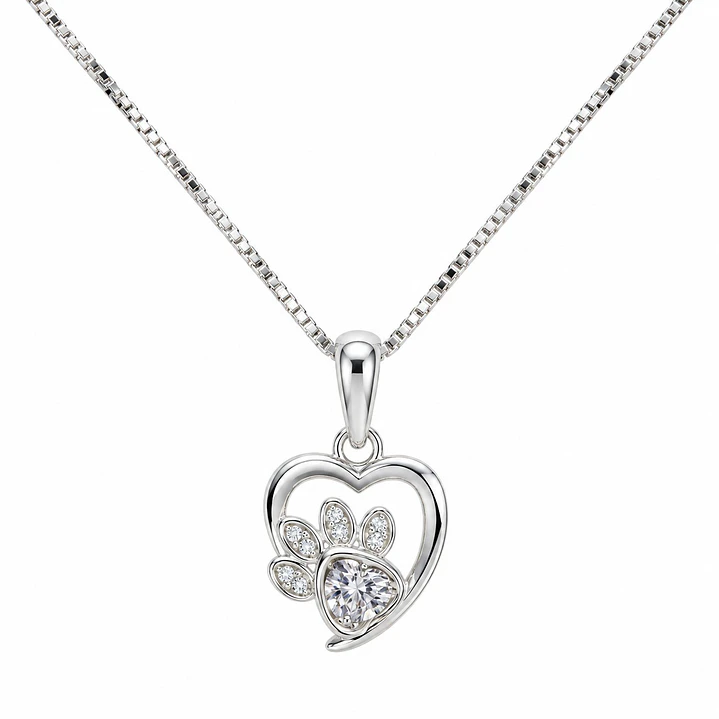 Collar Huella de Mascota Circón Plata Ley 925 1
