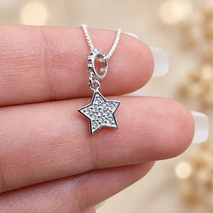 Collar Estrella Circón Plata Ley 925