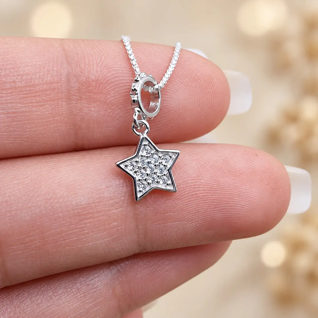 Collar Estrella Circón Plata Ley 925 2