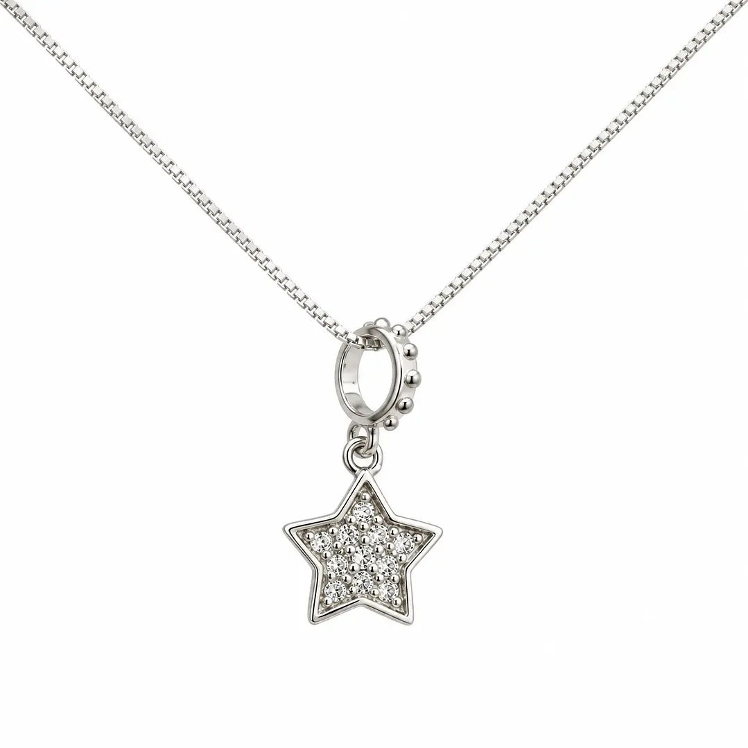 Collar Estrella Circón Plata Ley 925 1