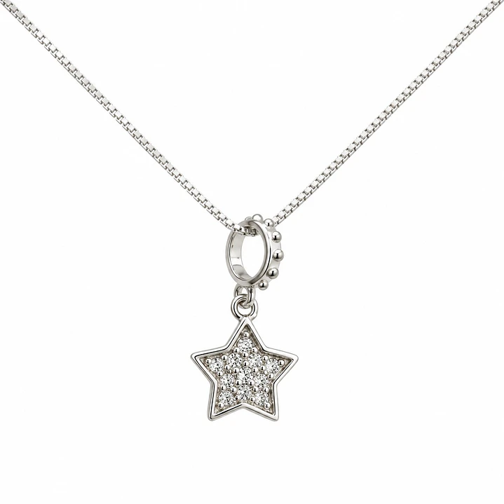 Collar Estrella Circón Plata Ley 925 1