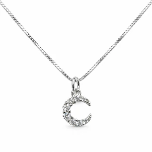 Collar Luna Circón Plata Ley 925