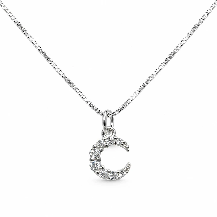 Collar Luna Circón Plata Ley 925 1