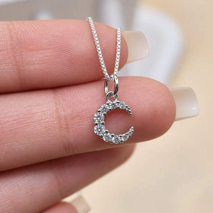 Collar Luna Circón Plata Ley 925 3