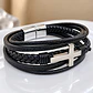 Pulsera Hombre Cuero Cruz Acero Inoxidable   - Miniatura 3